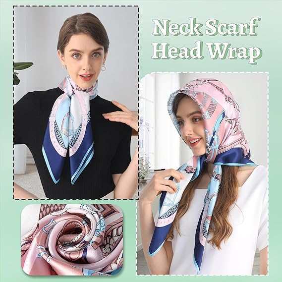 100% Silk Twill Silk Bandana Head Scarf Square Scarf Neck Scarves (35" x 35" )
