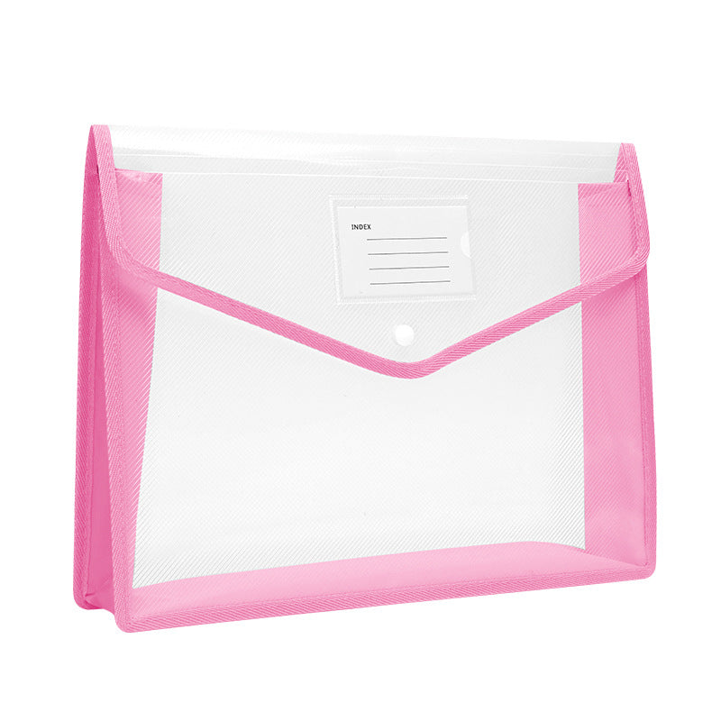 Colorful A4 Document Folder Plastic Envelope File Envelope W/ Snap Button Closure & Label Slot