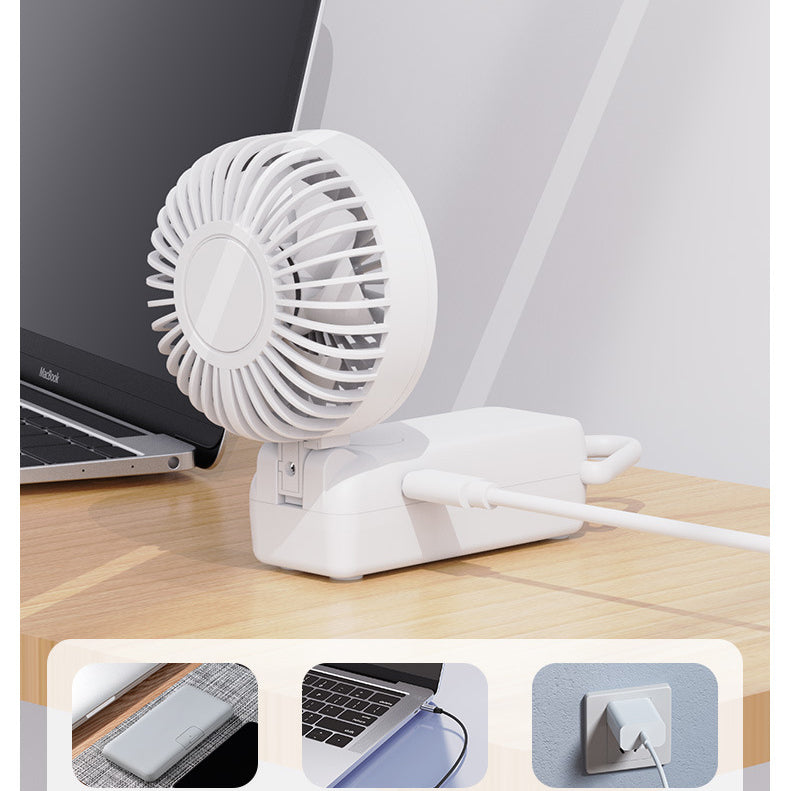 Rechargeable Mini Fan Handheld Fan With Battery Display With Carabiner Hook