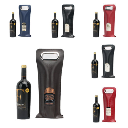 Portable Leather Wine Tote Bag