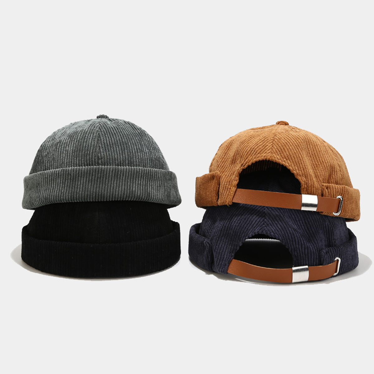 Corduroy Adjustable No Brim Docker Hat Sailor Cap