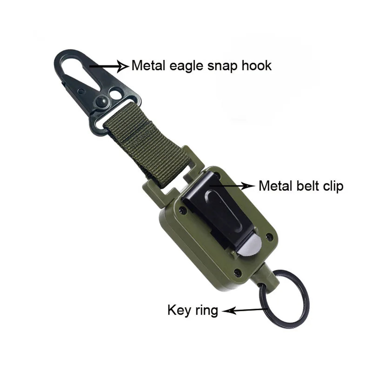 Outdoor Rectangle Retractable Badge Reel Key w/ Belt Clip