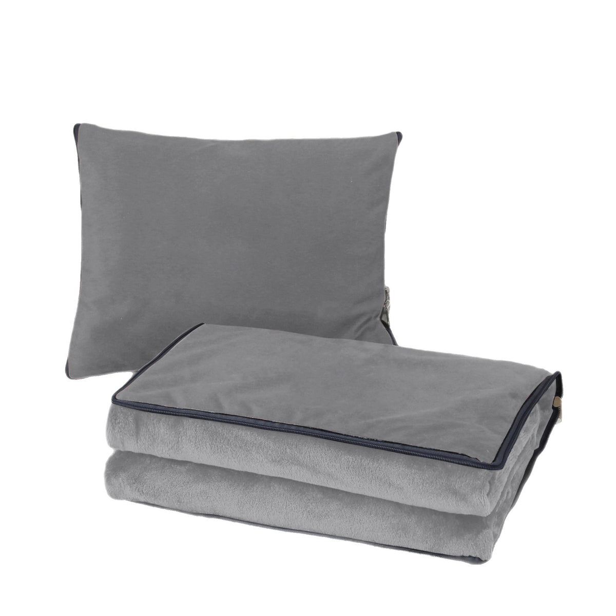 2-In-1 Plush Pillow Blanket (Velvet Shell + Flannel Lining) For Travel, Home & Office