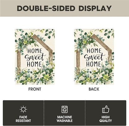Colorlife Home Sweet Home Spring Floral Garden Flag 12x18" Double Sided Outside