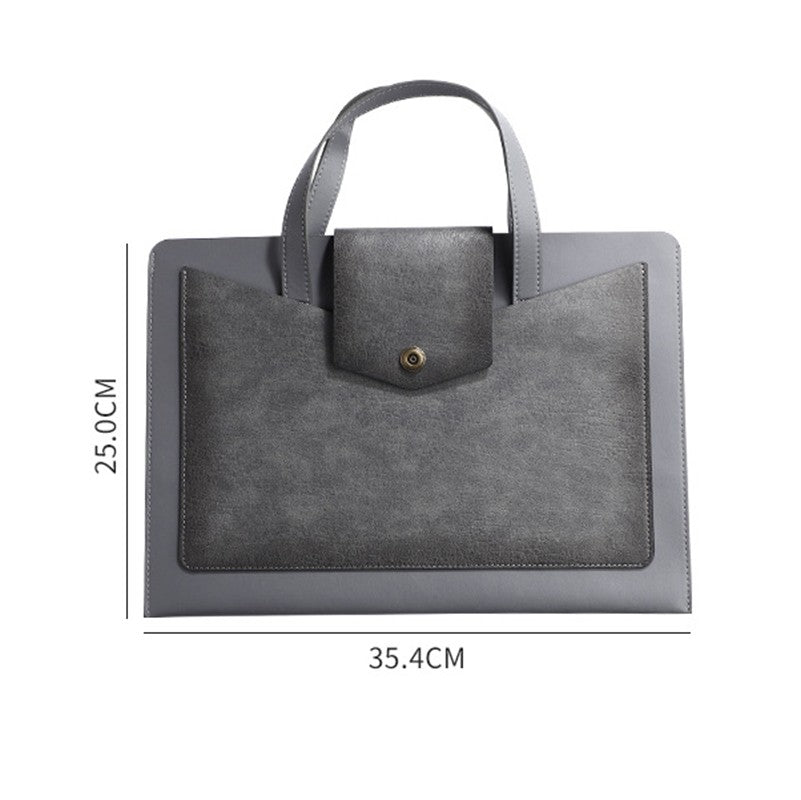 Large Capacity PU Leather Business Document Holder Bag Briefcase With Carrying Handle