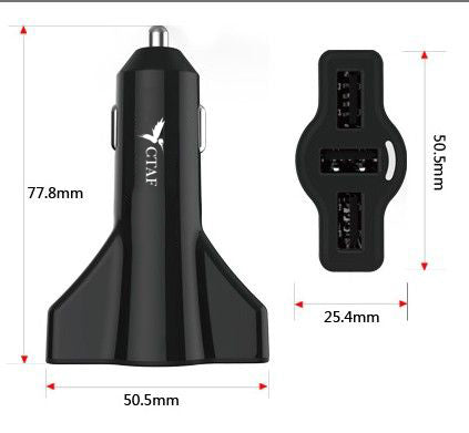 3 Ports Universal 5V 5.2A Car USB Charger w/Rocket Shaped