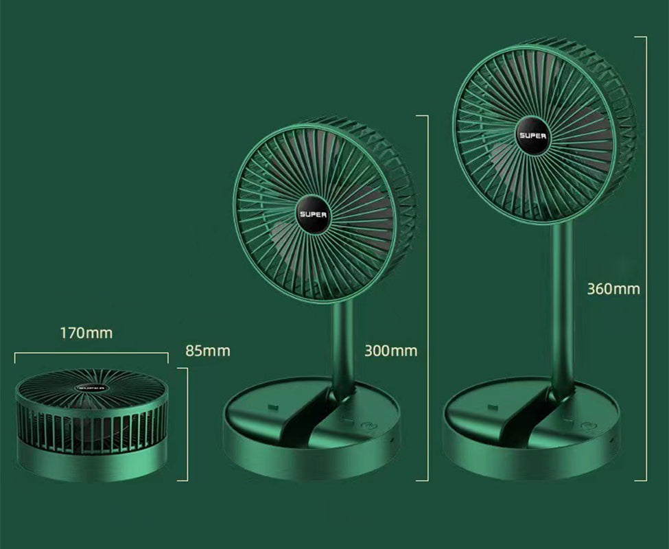 Foldable Rechargeable Desk Fan 3 Levels Wind Speed 180 Degree Rotatable Portable Handheld Fan