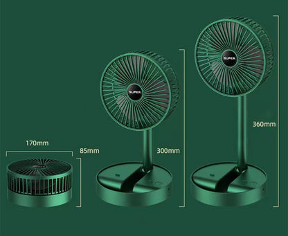 Foldable Rechargeable Desk Fan 3 Levels Wind Speed 180 Degree Rotatable Portable Handheld Fan