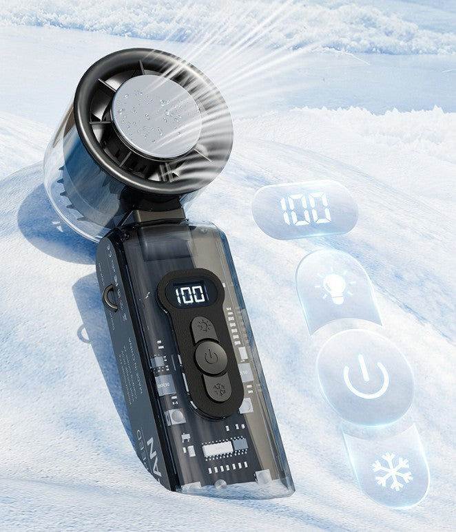Freezy Personal Fan Refrigeration Fan Handheld Fan W/ 1-100 Stepless Adjusting & Battery Status