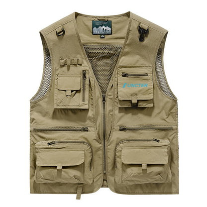 Outdoor Men's Mesh Fishing Vest Quick-Dry Safari Cargo Vest