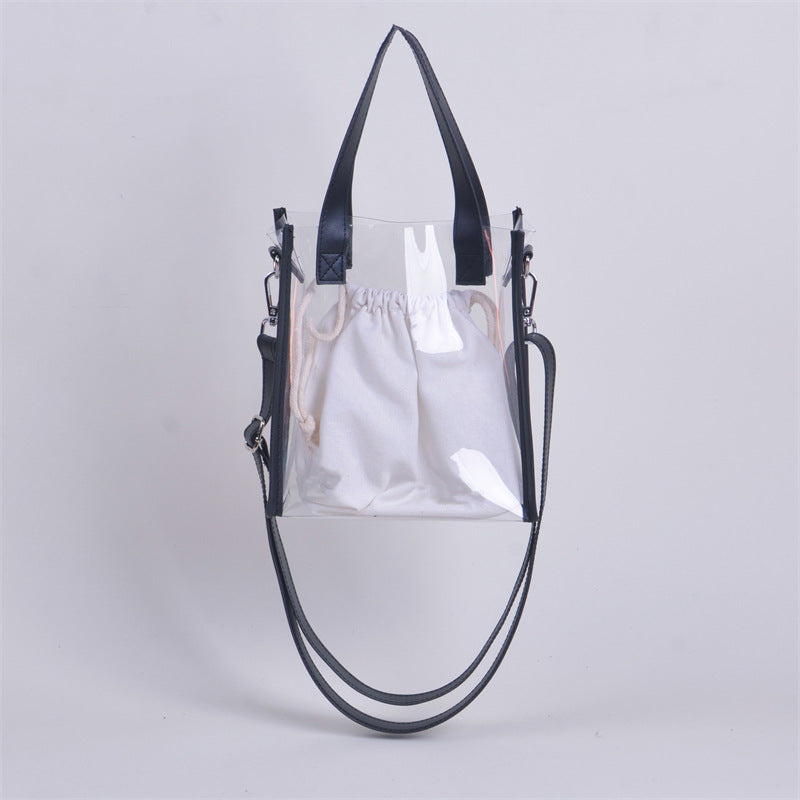 Stadium Approved Bag PVC Transparent Shoulder Bag Clear Bag Crossbody Bag W/ Separate Drawstring Bag