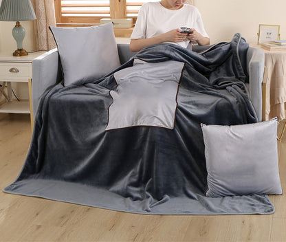 Plush Fleece 2-in-1 Pillow Blanket (17.7x17.7 Inches) – Dual-Tone Cozy Throw