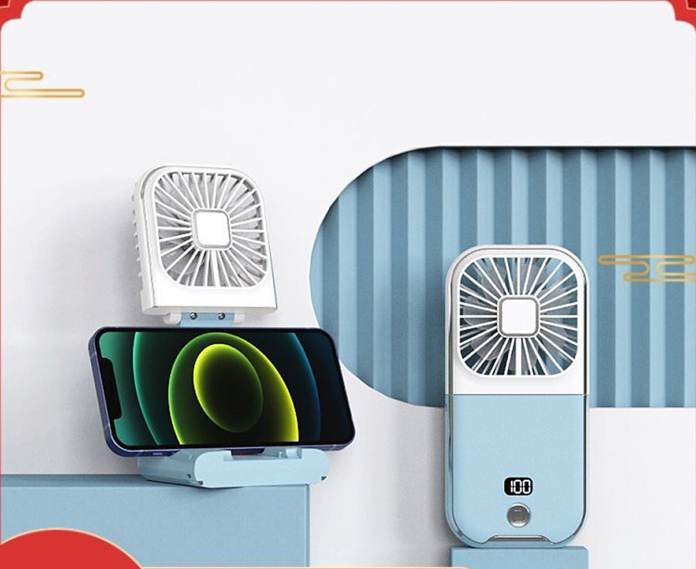 Mini Handheld Fan With Lanyard Power Bank Rechargeable Portable Fan Phone Holder