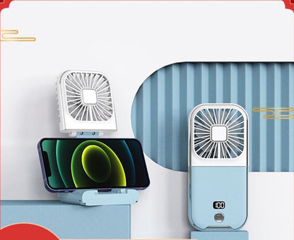 Mini Handheld Fan With Lanyard Power Bank Rechargeable Portable Fan Phone Holder