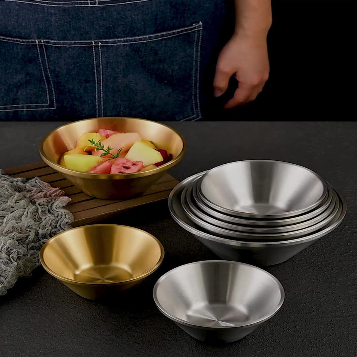 Stainless Steel Broad Brimmed Rice Bowl