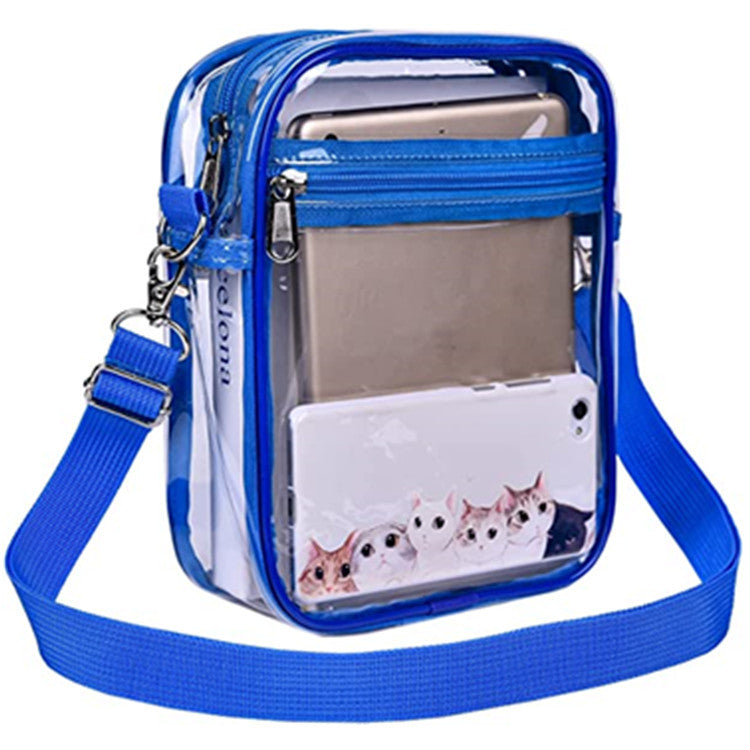 Women's PVC Transparent Shoulder Bag Clear Bag Crossbody Bag W/Strap Stadium Approved Bag(Size L)