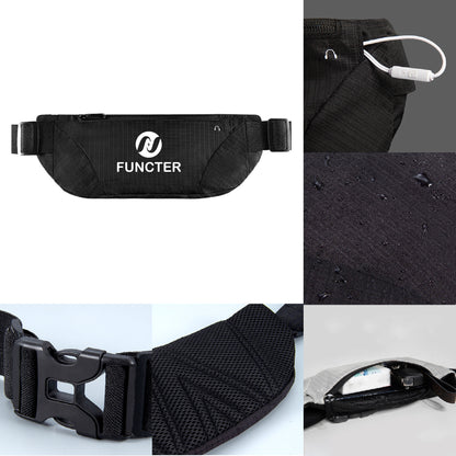 Sport Waist Pouch Slim Belt Bag Waistband Bag with Earphone Hole Water Resistant Waist Pouch
