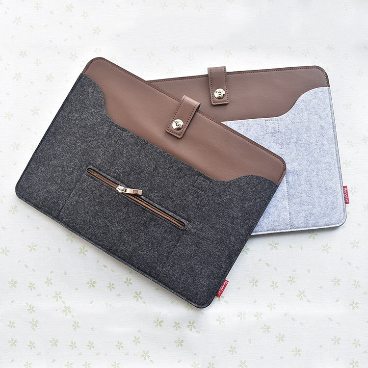 13" PU Laptop Felt Sleeve w/Single Magnetic Hasp