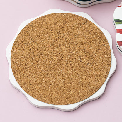 Decagon Ceramic Stone Cup Coaster with Cork Base