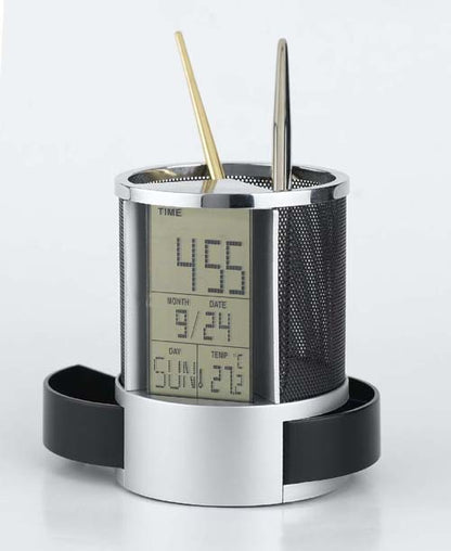 Creative Pen Holder Digital Thermometer Clock