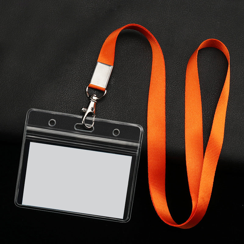 PVC Badge Holder Transparent Badge Holder Horizontal ID Holder Employee Card Holder With Lanyard