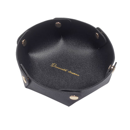 6.89'' Dia Foldable PU Leather Desk Sundries Storage Tray