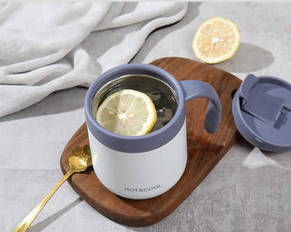 16.9oz/500ML 304 Stainless Steel Tumbler Insulated Vaccum Cup Mug With Flip Lid For Home Office