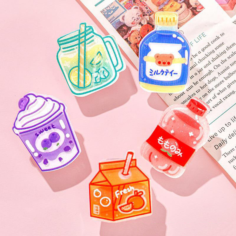 Milk Bottle Shaped Acrylic Album Memo Clip Bag Binder Sealing Clip Food Bag Clamp-Two Sides Imprint