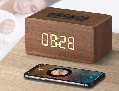 Portable Wood Time Display Wireless Speaker Alarm Clock