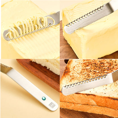 304 Stainless Steel Butter Spreader Iridescent Color Butter Knife with Holes and Serration