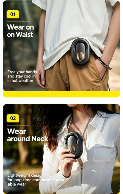 Portable Wearable Waist Fan, Rechargeable Neck & Waist Mounted Cooling Fan