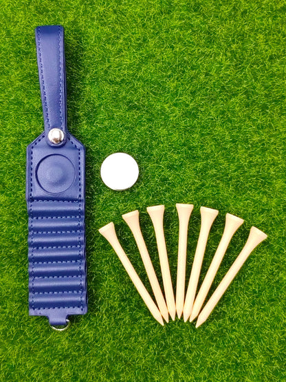 Golf Tees Bag, PU Leather Golf Tee Holder Carry Pouch Waterproof Golf Tees Bag Pouch 7 Slots Display