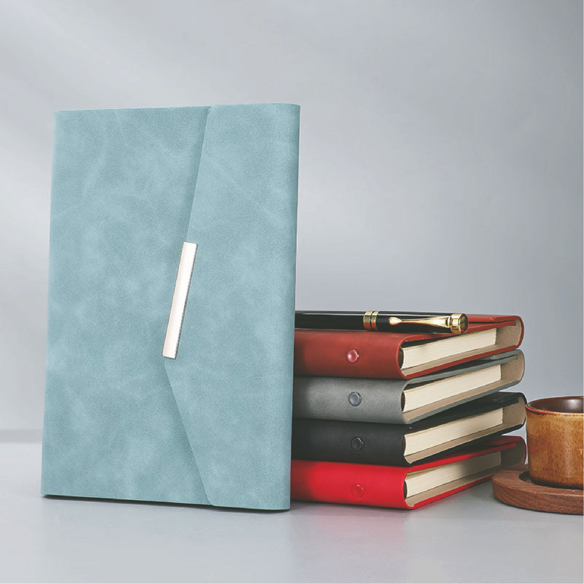PU Leather Cover A5 Notebook Binder Meeting Journal with Magnetic Buckle