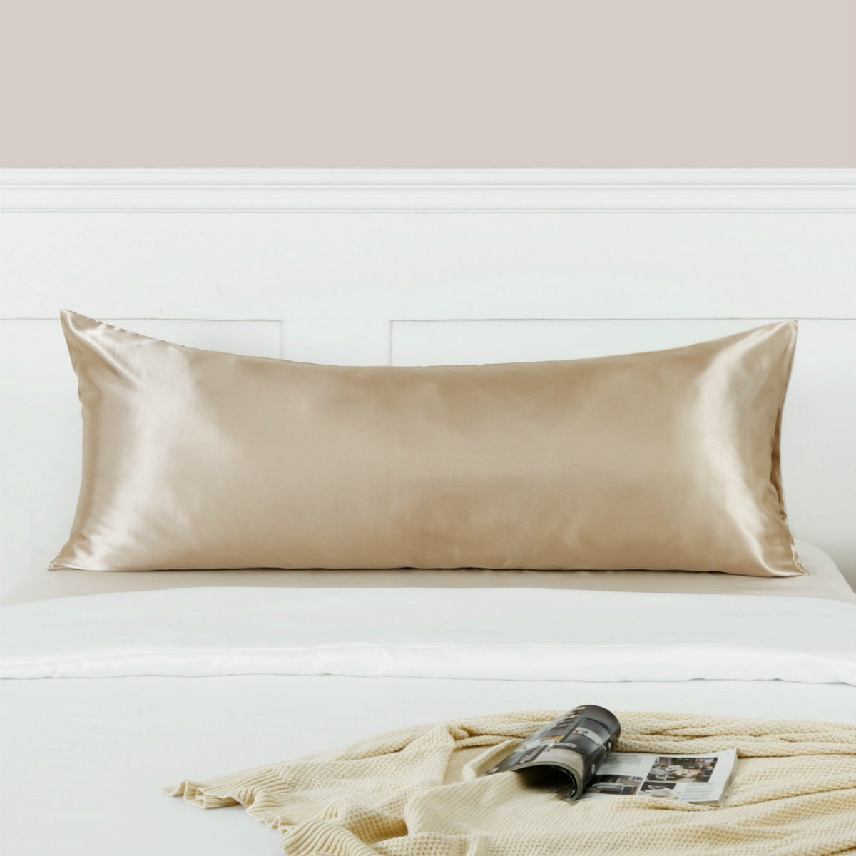 20 x 54" Premium Square Satin Silk Throw Pillowcase Body Size Pillow Cover With Hidden Zipper