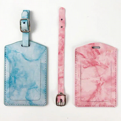 Marbling Luggage Tag with Privacy Cover PU Luggage Label