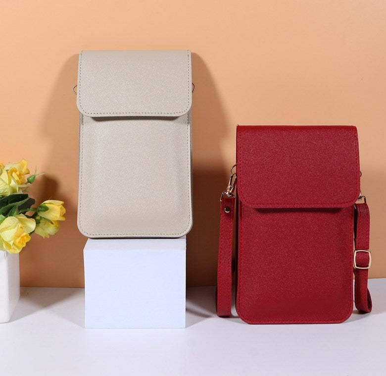 Touch Screen PU Leather Purse Bag Small Crossbody Bag Mini Messenger Bag Single Shoulder Handbag