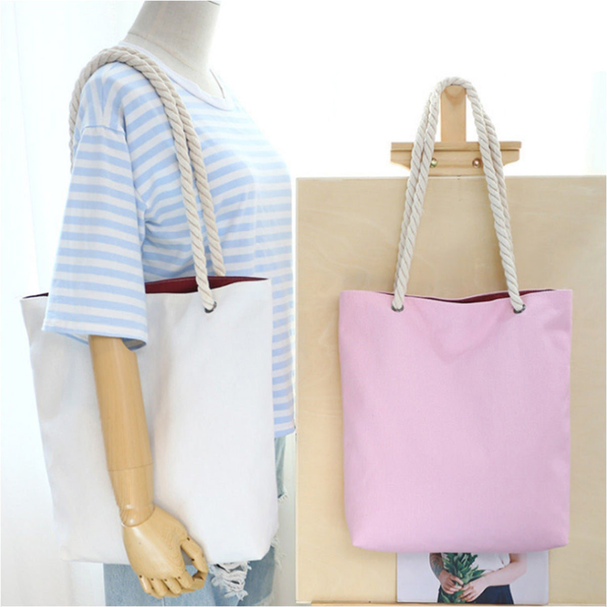 Canvas Grocery Shopping Tote Bag