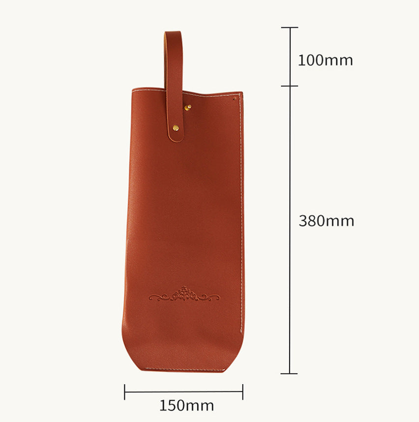 PU Leather Wine Bottle Carrier Tote Bag