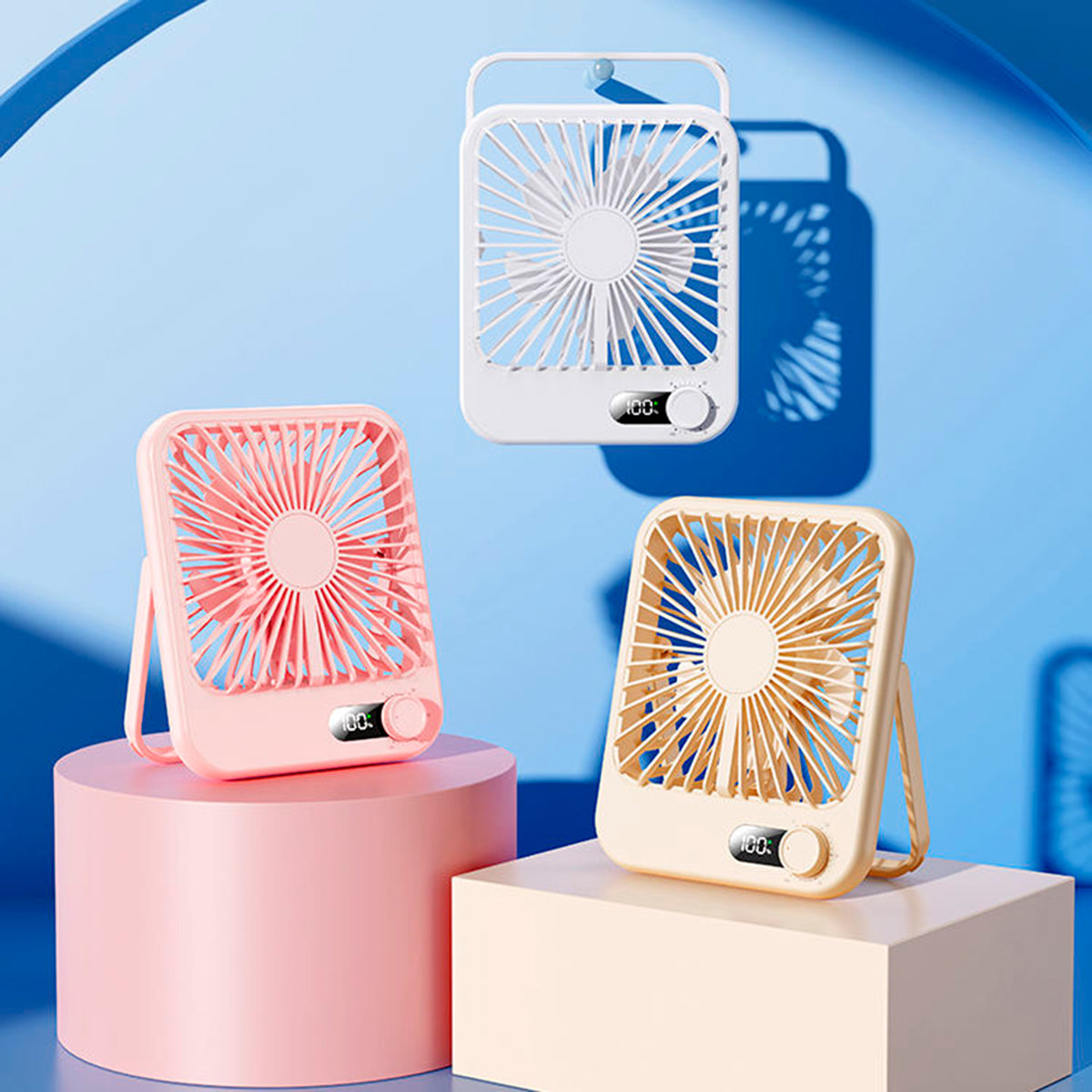 Summer Hot Rechargeable Desktop Fan Adjustable Angle 100 Speeds w/ LED Display Screen