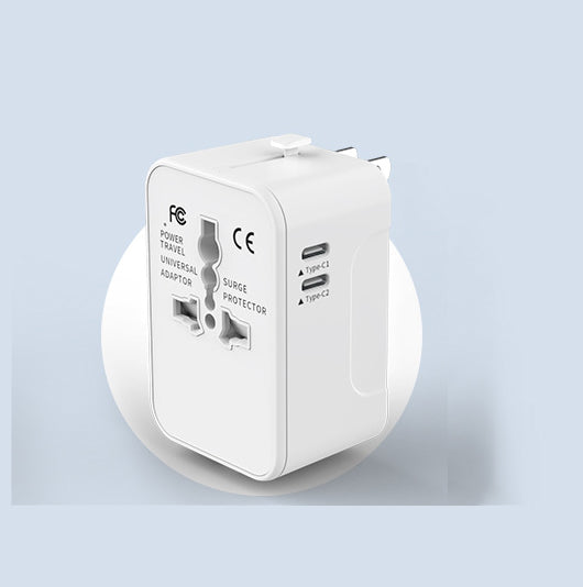 FCC Universal Travel Adapter W/1 USB Ports & 2 Type C Ports