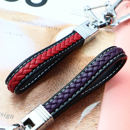 Men & Women PU Leather Keychain Accessories Metal Car Key Chain Ring