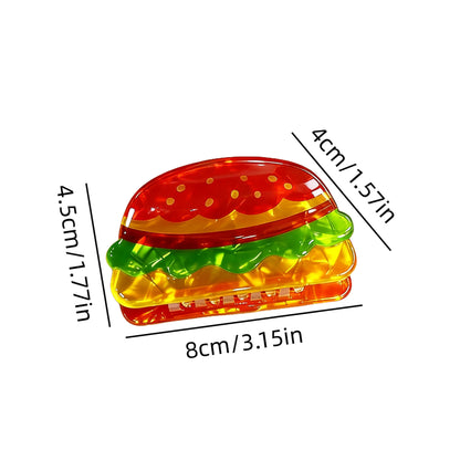 3.15" L Hamburger Shape Hair Clips Cute Claw Clip