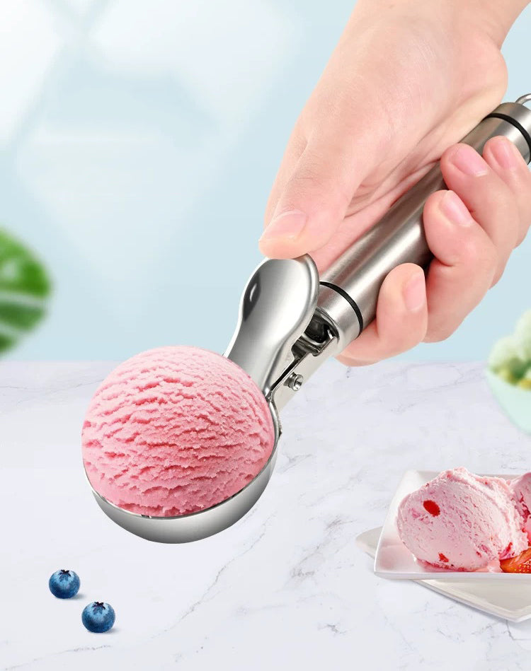 304 Stainless Steel Ice Cream Scoop with Trigger Release Heavy Duty Ice Ball Maker