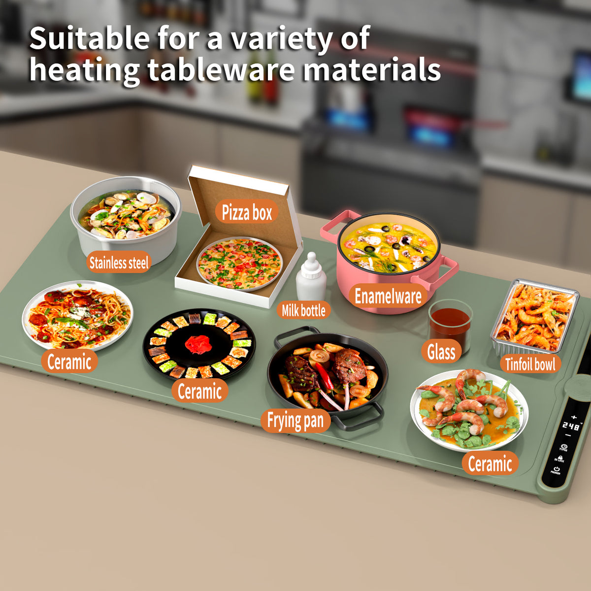 Food Warming Mat Electric Warming Tray Roll Up Food Warmers for Parties Buffet-Large Size