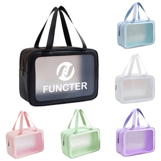 Large Double Handle Frosted Transparent PVC Travel Makeup Gag