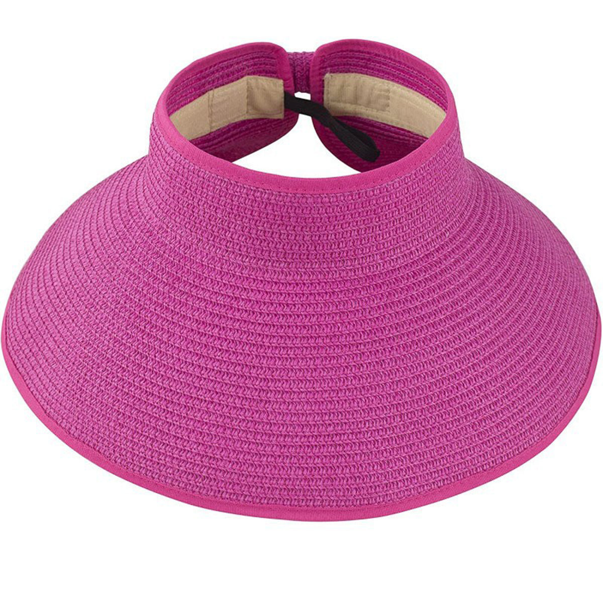 Foldable Straw Sun Visors for Women, Sun Protection Wide Brim Sun Hats Adjustable Topless Beach Hat