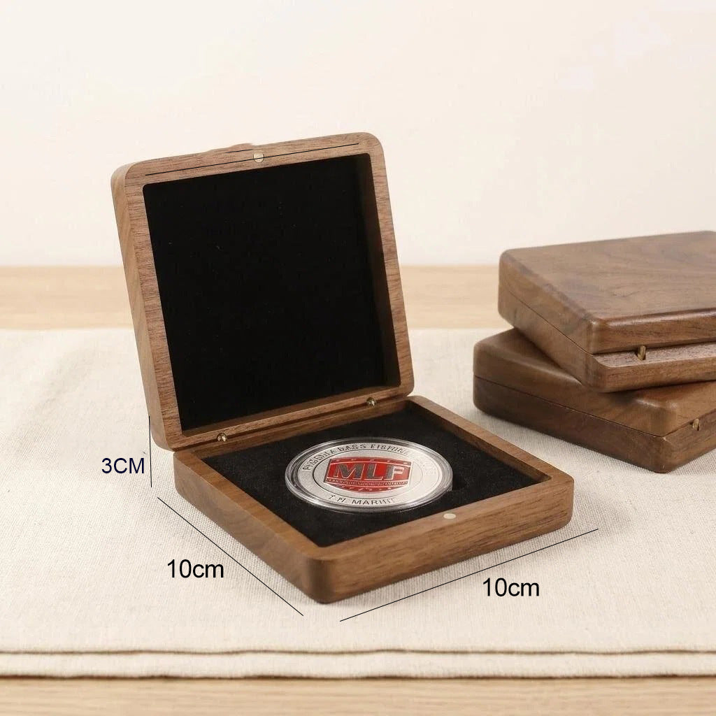 Black Walnut Wood Single Coin Storage Box Commemorative Antique Coin Collection Case