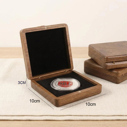 Black Walnut Wood Single Coin Storage Box Commemorative Antique Coin Collection Case