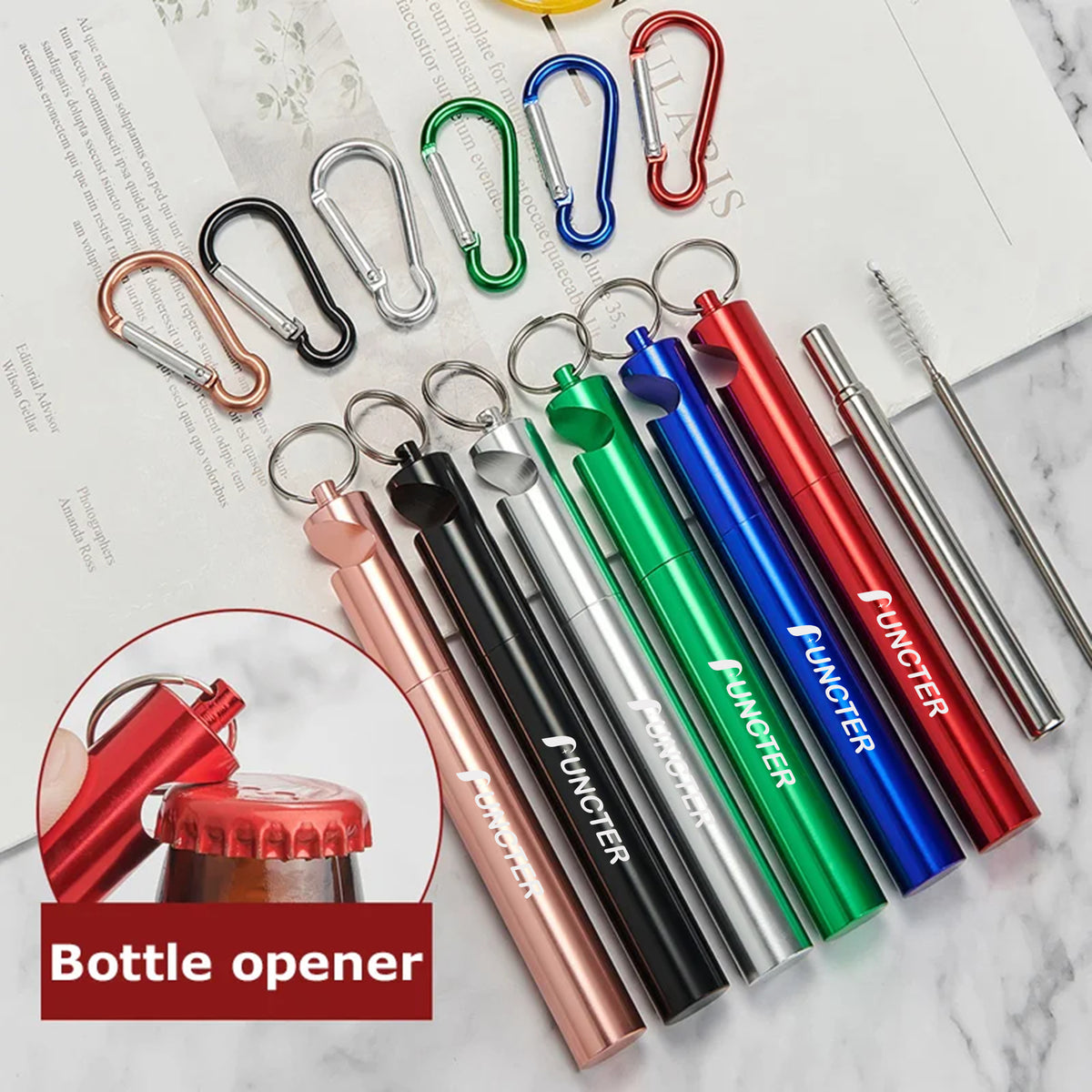 3" 1 Travel Straw Reusable Collapsible Straws Set