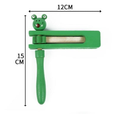 Wooden Animal Head Ratchet Rattle Toy Scraper Noisemaker